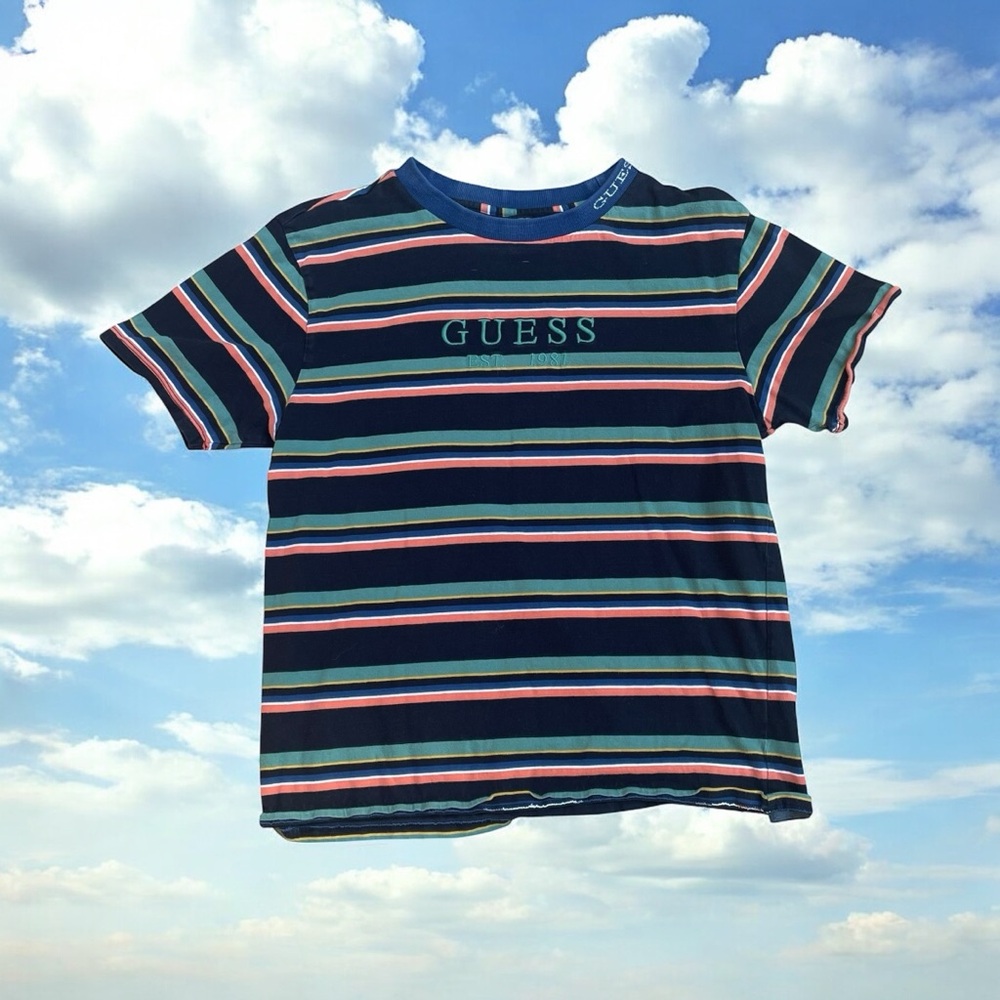 GUESS Navy Striped Short Sleeve Tee
